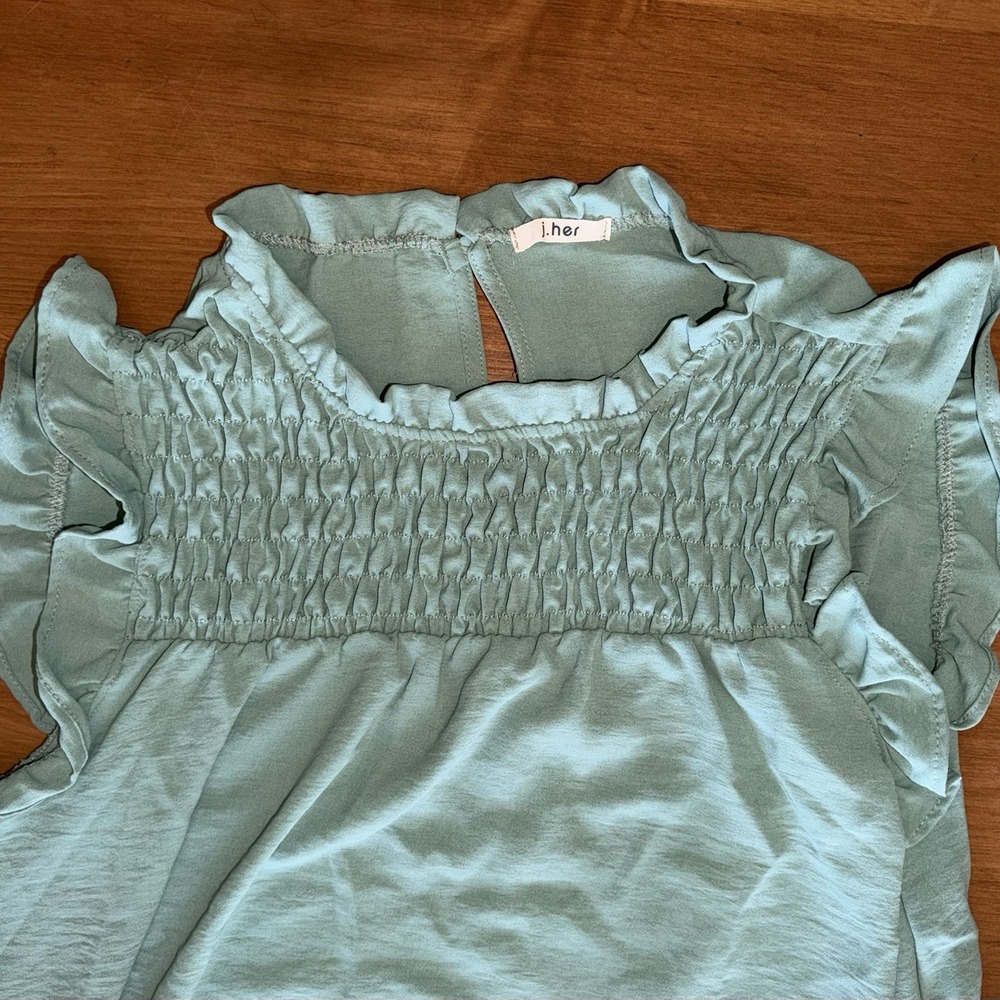NWOT J. Her Smocked Dress Size Large Sage Green Sleeveless